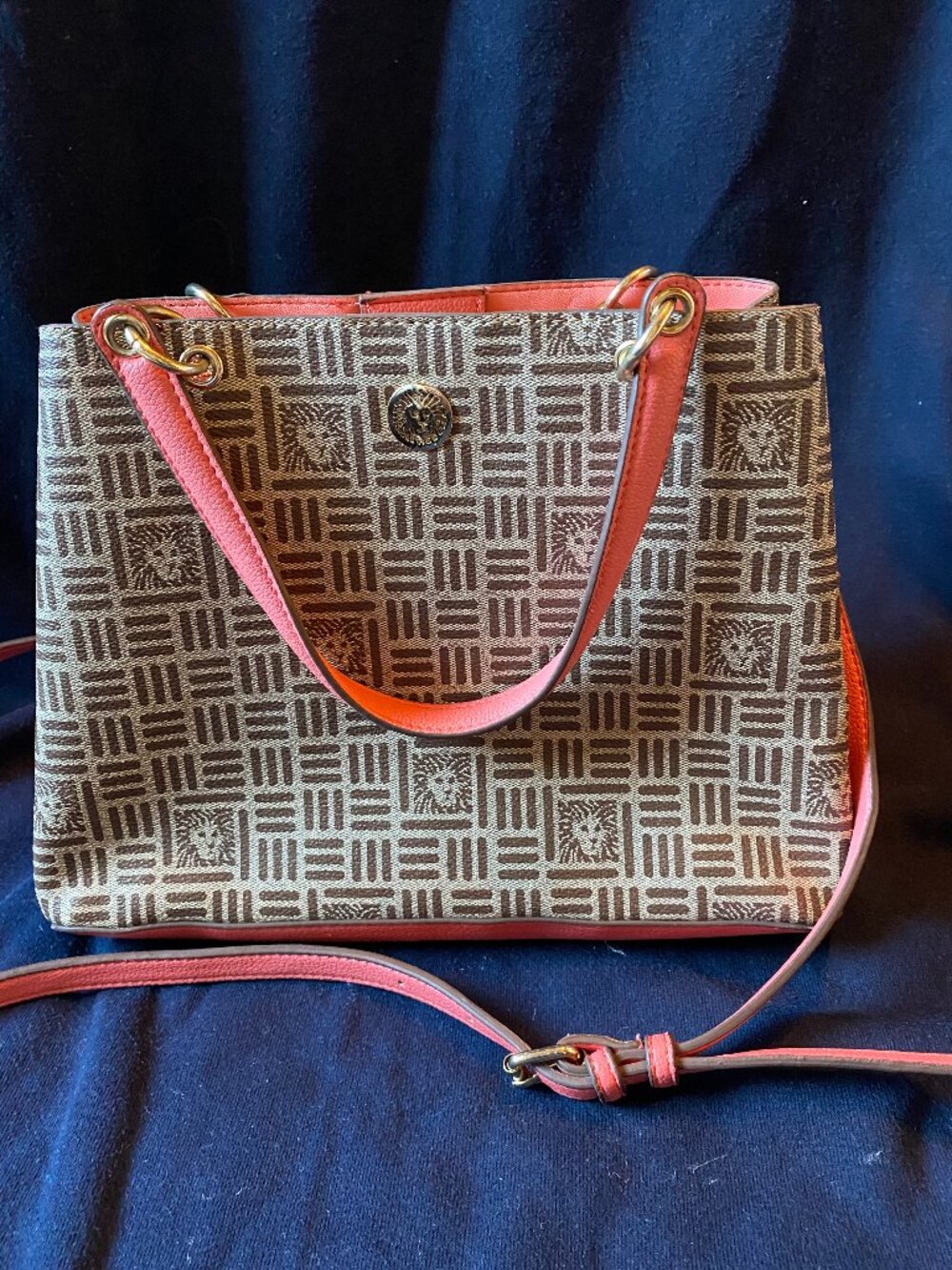 Anne Klein purse with coral leather accents